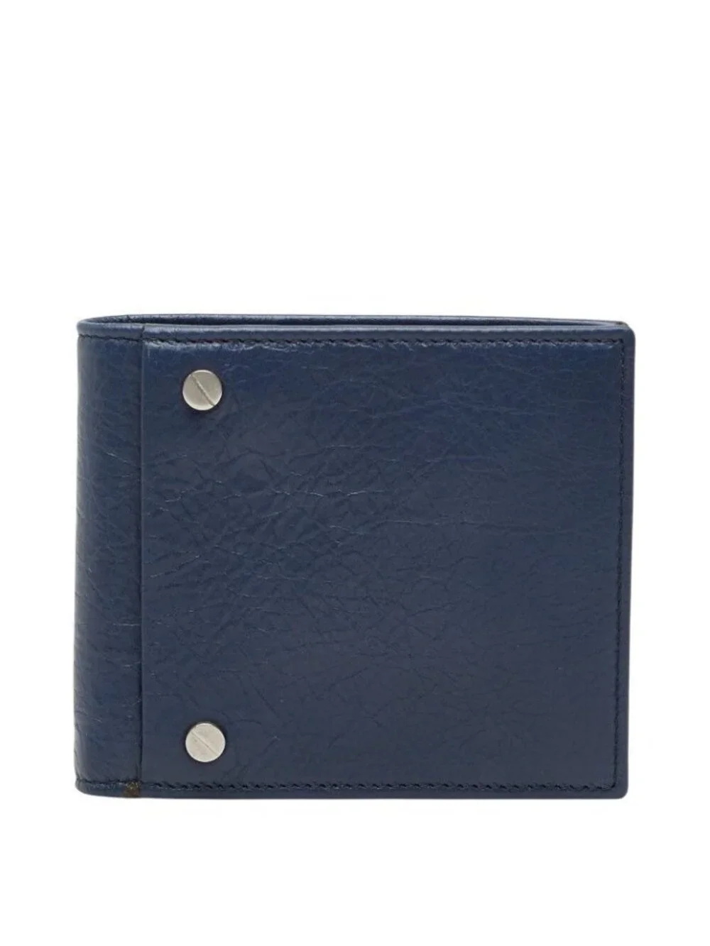 Balenciaga Square Coin Wallet Bifold Compact Navy Leather